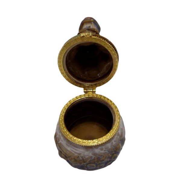 Lighthouse Trinket Box Nautical Hinged Ocean Waves Beach Glazed Porcelain 6 x 3" - Picture 4 of 5